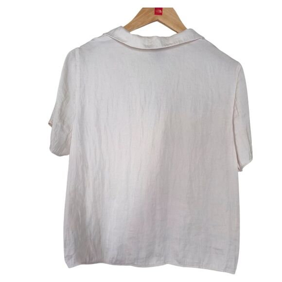 RACHEL Rachel Roy Cream Boxy Short Sleeve Button Down Shirt Size Medium - Picture 2 of 5